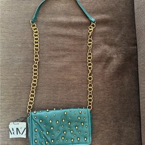 Zara Teal Crossbody Bag with Gold Chain